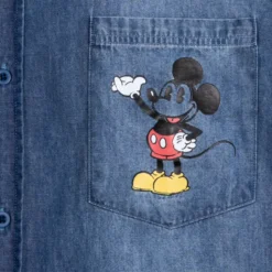 Mickey Mouse And Pluto Woven Chambray Shirt For Adults -Disney Sales 2403052050009M 4